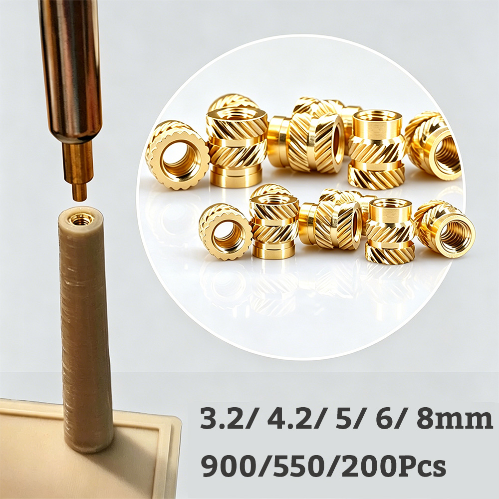 Furniture Hardware Threaded Inserts - 1/4-20 UNC Messing-Rändelmutter – Länge 3,2/4,2/5/8
