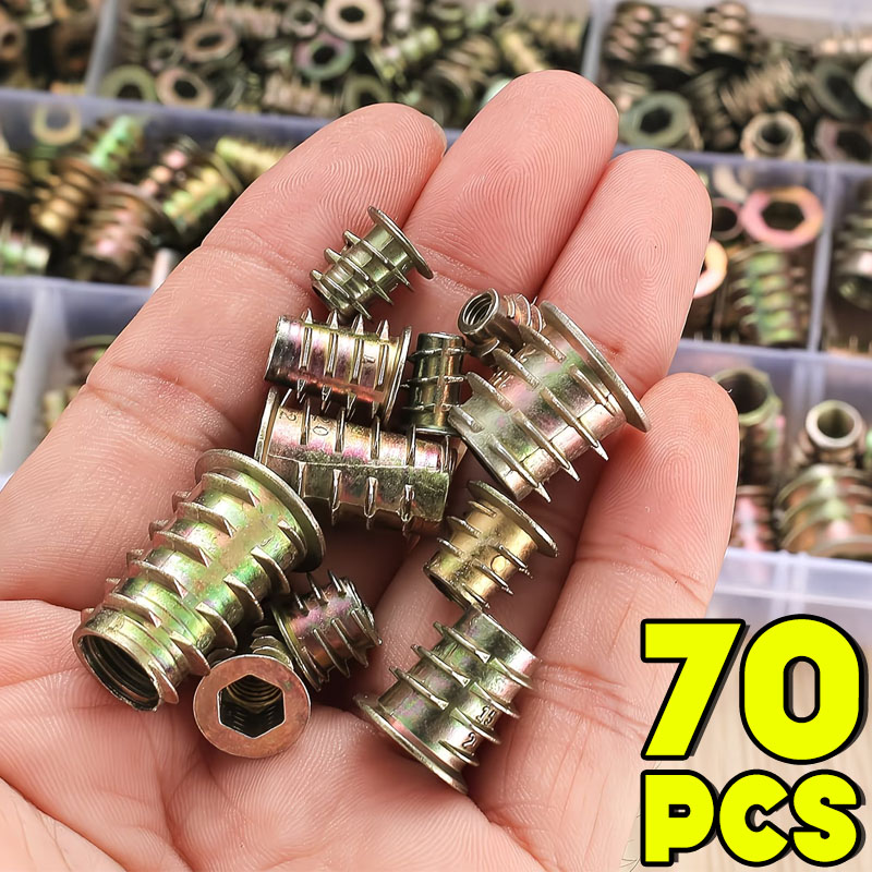 Furniture Hardware Threaded Inserts - M4/M5/M6 Gewindeeinsatzmuttern-Set, E-Mutter-Kit, Einbauspanmuttern, Holzbolzen, kopflose