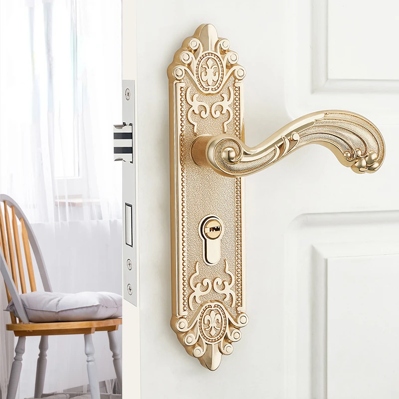 Furniture Hardware Knobs - Europäischer geräuscharmer Innentürgriff, luxuriöses, diebstahlsicheres Türschloss,