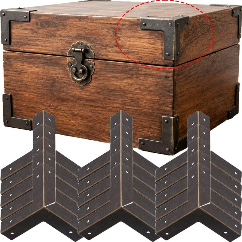 Furniture Hardware Covers - 4/16er-Set Antik-Bronze Eckenschützer Eisen Holzkisten-Eckhalterung Weinbox-Schutz