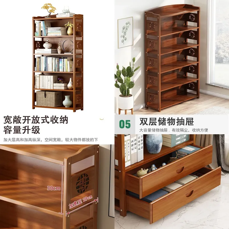 Home Furniture & Hardware Trading - Massivholz-Bücherregal Einfaches Aufbewahrungsregal für Schlafzimmer Wohnzimmer