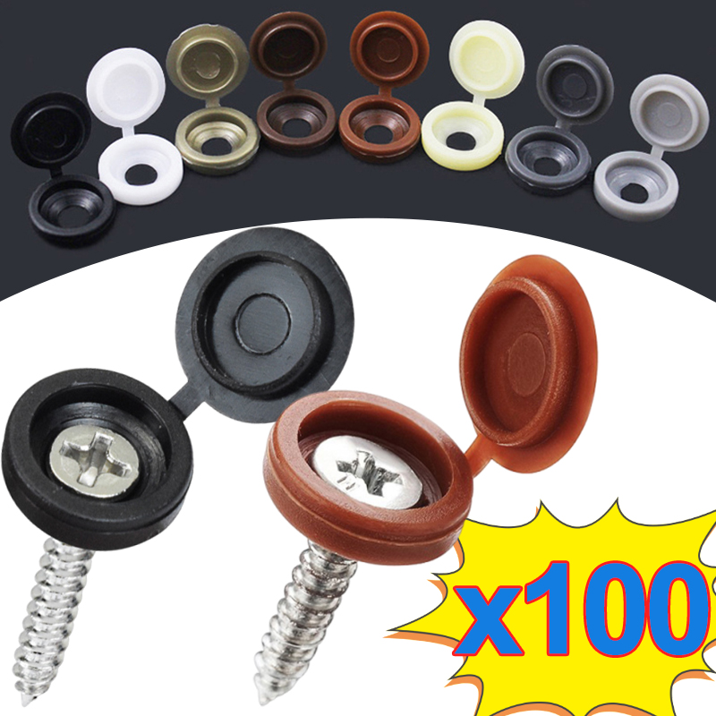 Furniture Hardware Covers - 10/500 Stück Schrauben-Dekorkappen, Kunststoff-Schutzabdeckungen in Schwarz