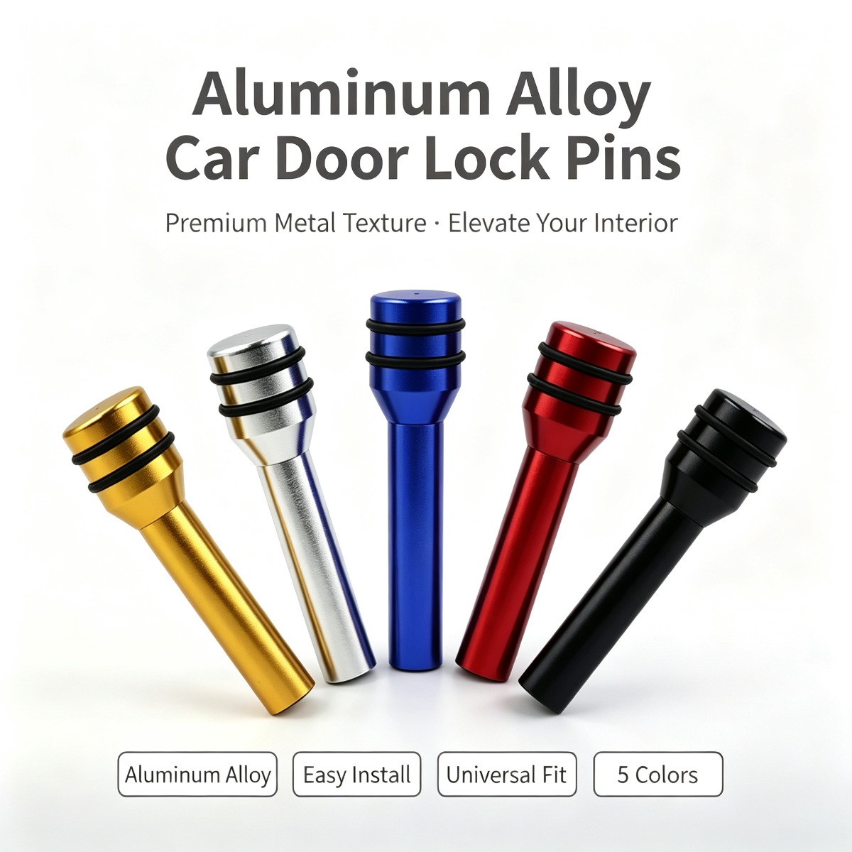 Universal Furniture Hardware - Universelle 4-teilige Aluminiumlegierung Autotür-Sperrknopf-Abdeckung, Auto-Innenausstattungs-Upgrade, Dekorations-Ziehknopf-Abdeckung,